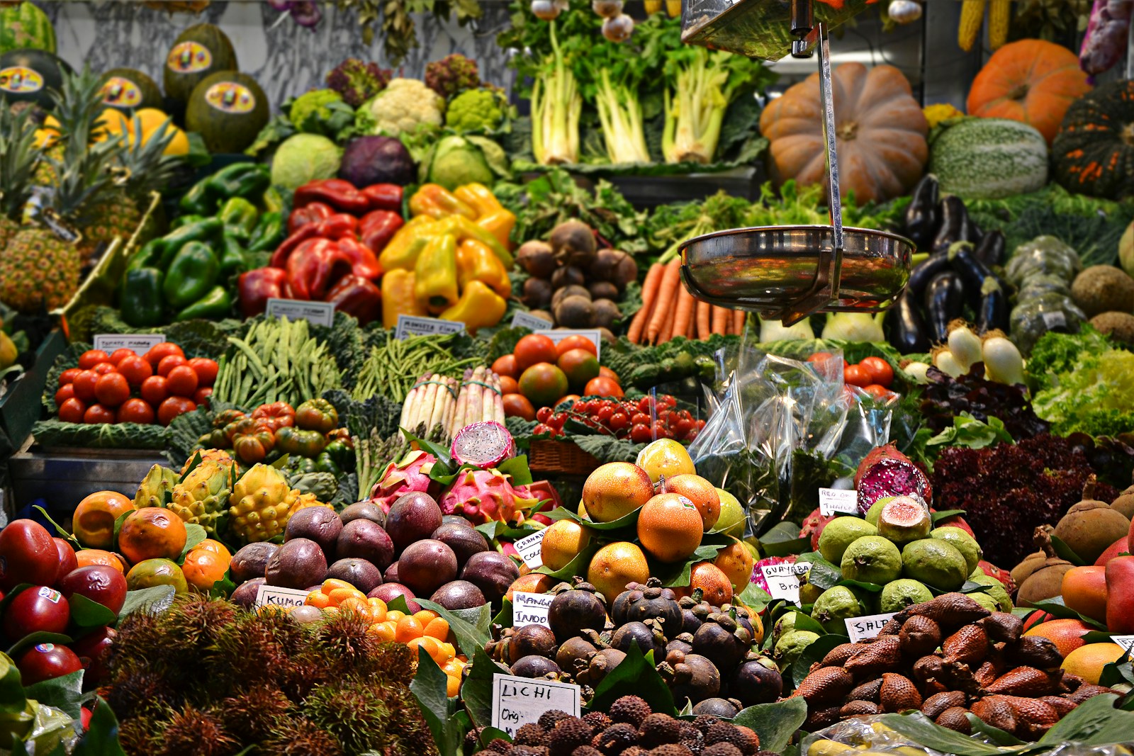 Fresh produce at a colorful market