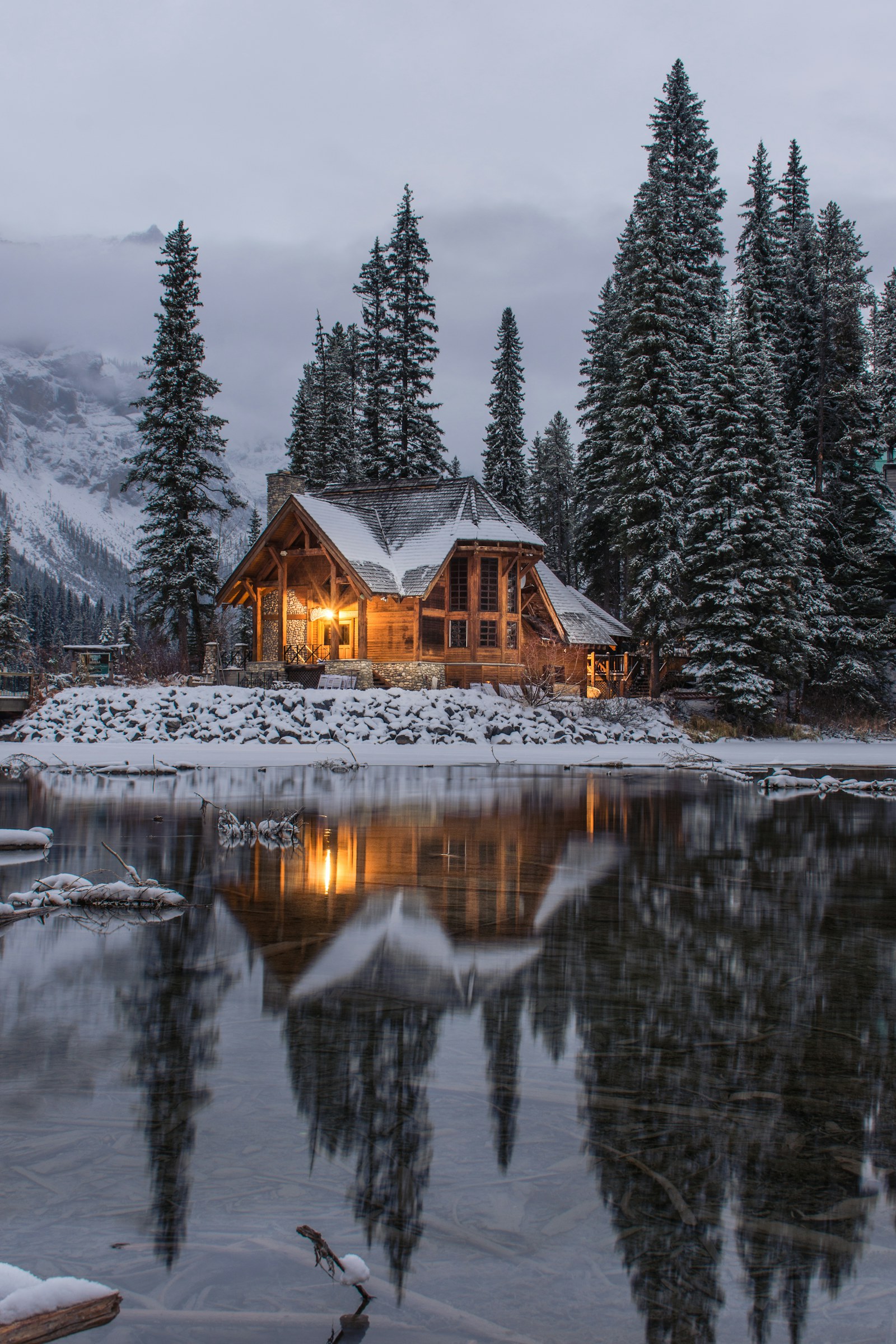 A quiet timber cabin in a field